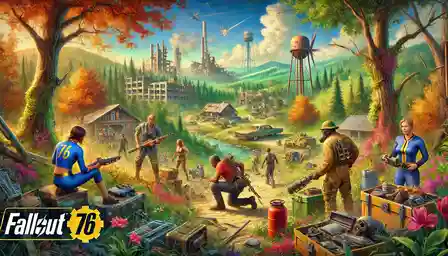 Fallout 76 Server Downtime Fallout 76 game world showing players exploring, building, and surviving Copy