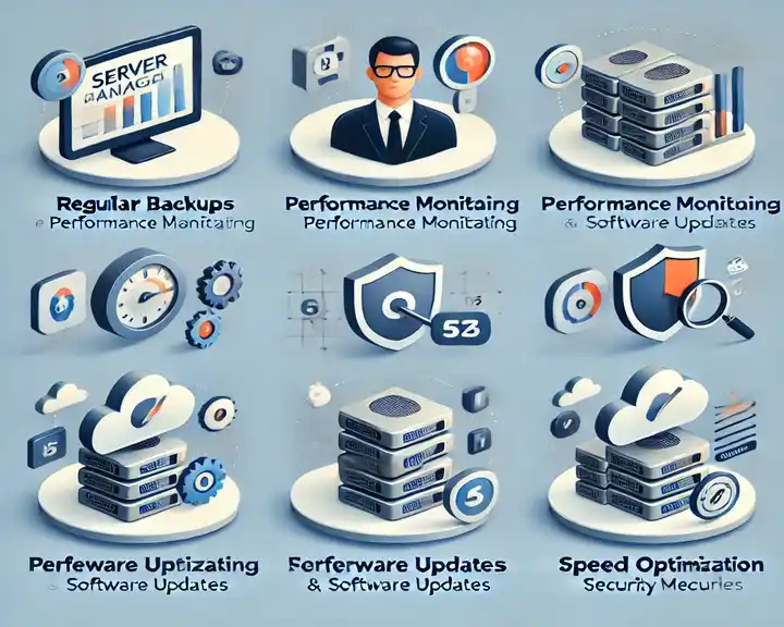 Low Cost Servers for Small Businesses An infographic showing tips for effective server management